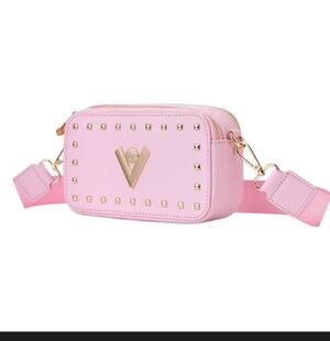 Valentino Orlandi Light Pink Crossbody Bag with Gold Accents